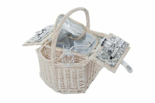 Wine Basket for 2 Grey washed wicker