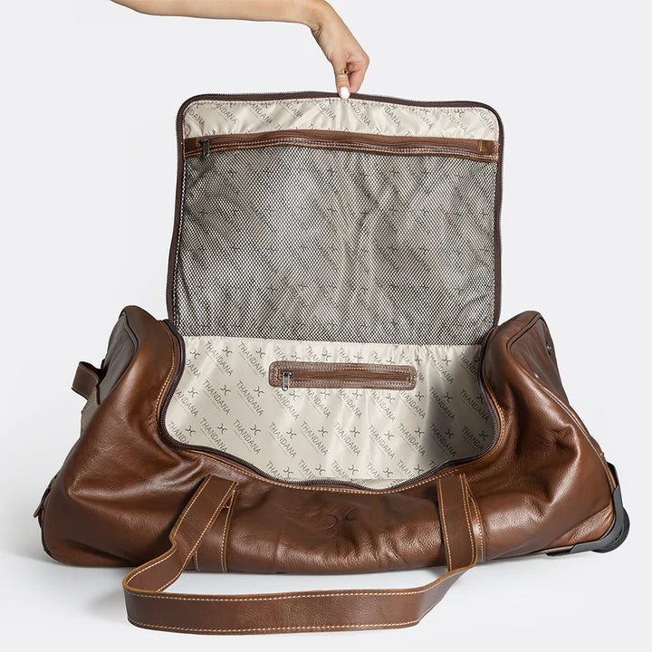 Leather Wheelie Travel Bag