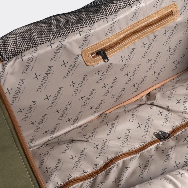 Canvas & Leather Wheelie Travel Bag