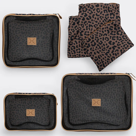 Travel Luggage Organiser pods 6 piece set | Cheetah Coffee