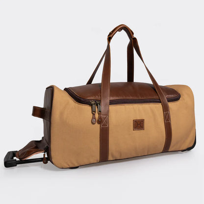 Canvas & Leather Wheelie Travel Bag