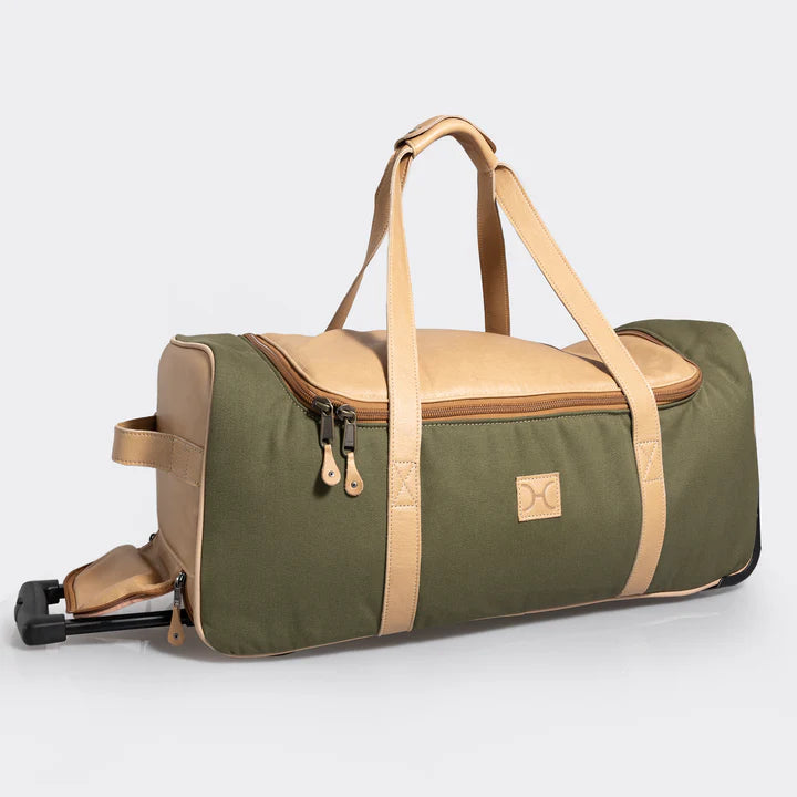 Canvas & Leather Wheelie Travel Bag