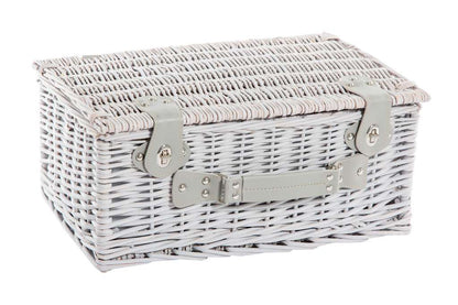 White Wash Picnic Basket for six