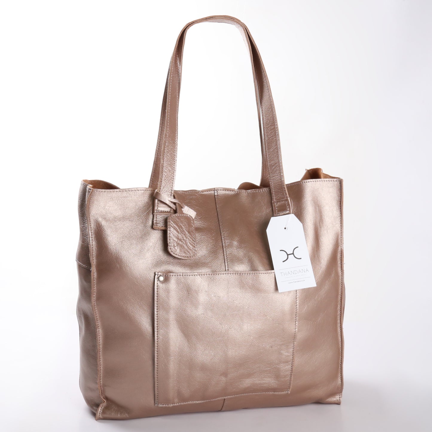 Tote Handbag with Zipper Metallic