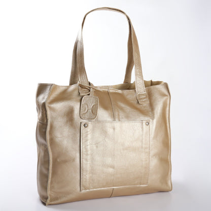 Tote Handbag with Zipper Metallic