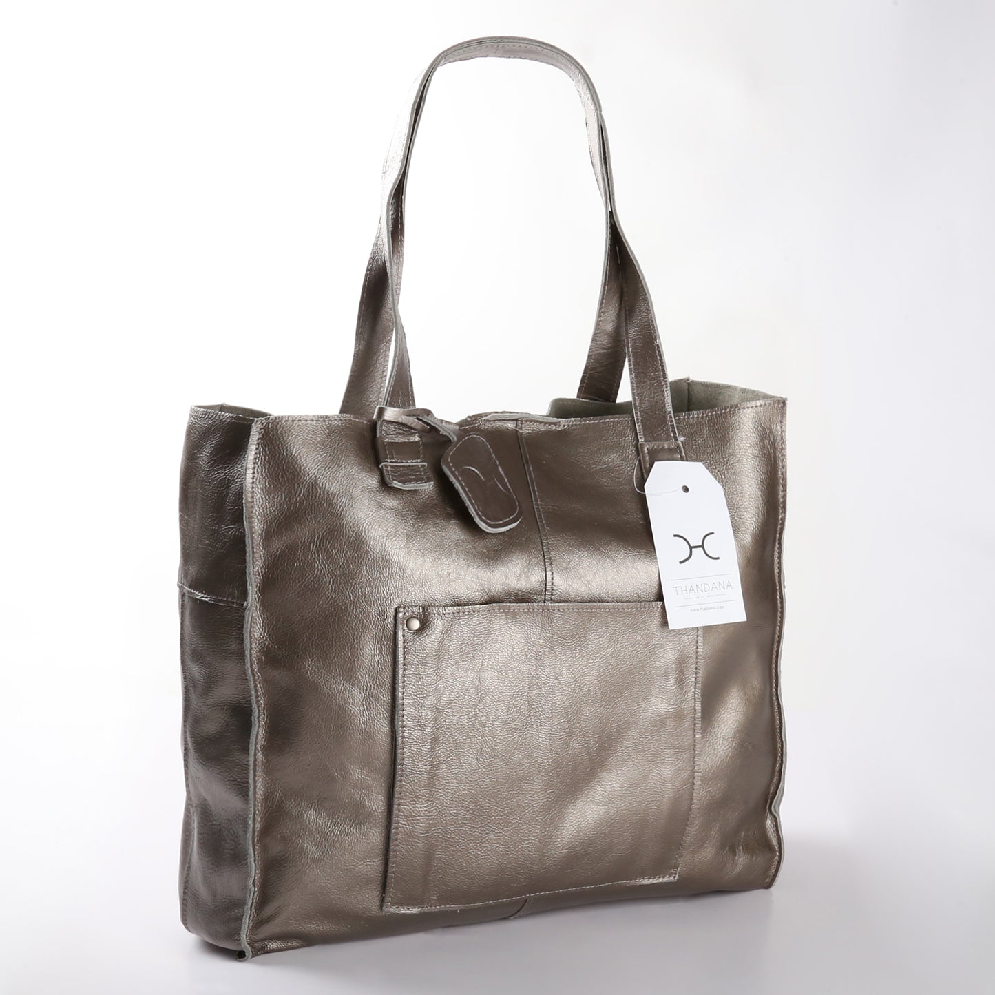 Tote Handbag with Zipper Metallic