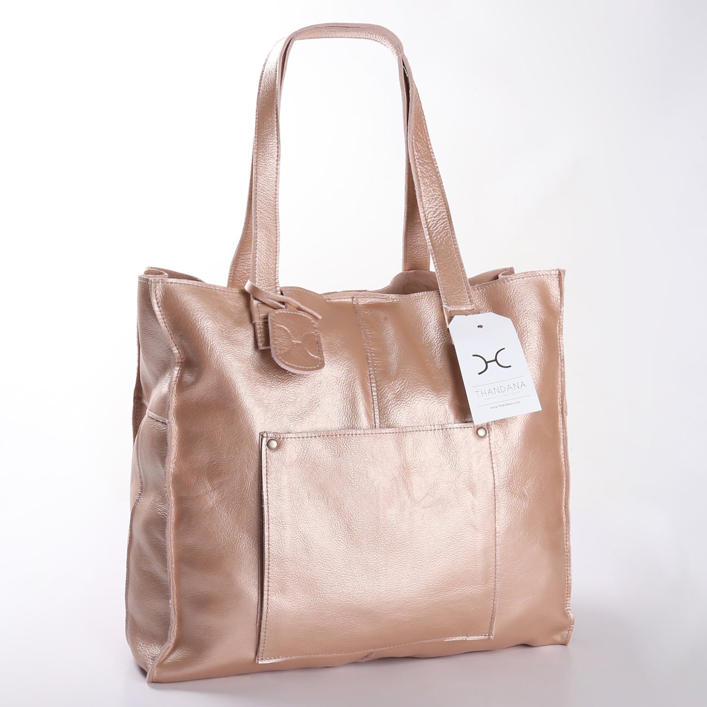 Tote Handbag with Zipper Metallic