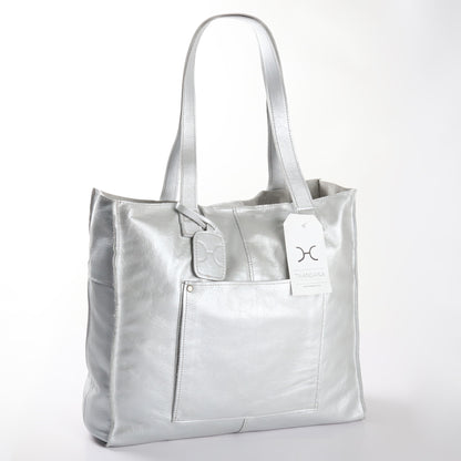 Tote Handbag with Zipper Metallic